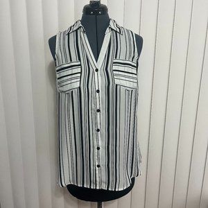 AB Studio - Black and White striped sleeveless blouse Size M